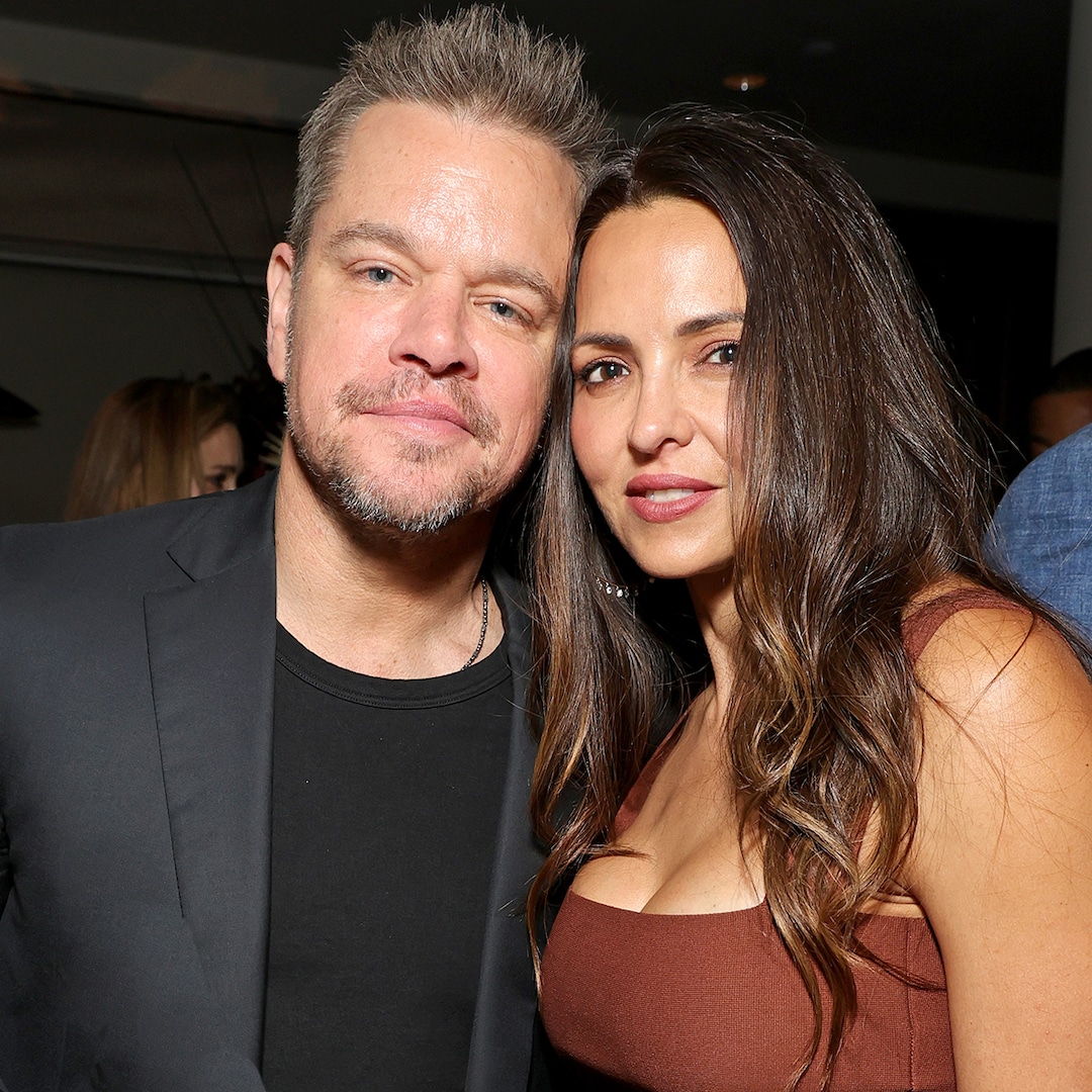 Matt and Luciana Damon make rare public appearance with their daughters